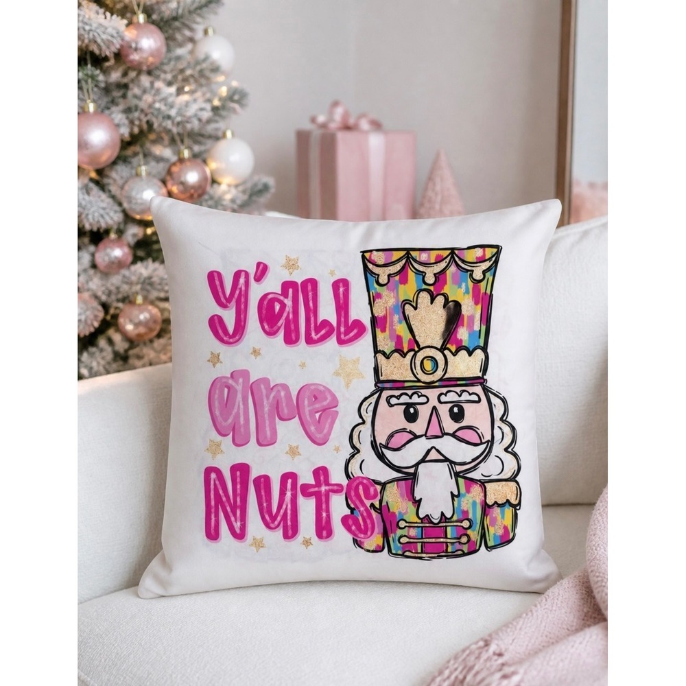 NEW Nutcracker Yall Are Nuts Christmas Throw Pillow Cover Decor‎